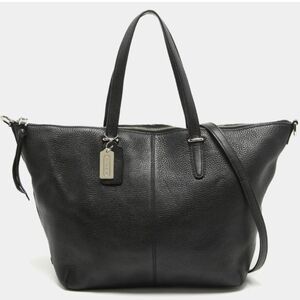 Coach Black Pebbled Leather Bleecker Zip Tote